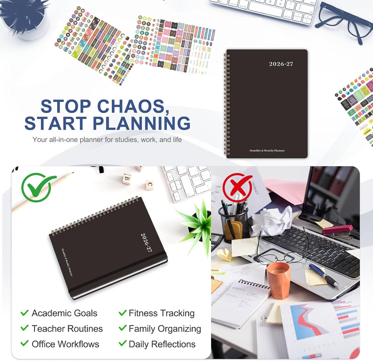 Planner 2026-2027 Academic Year Agenda for High School and College Students in Dorm or Bedroom