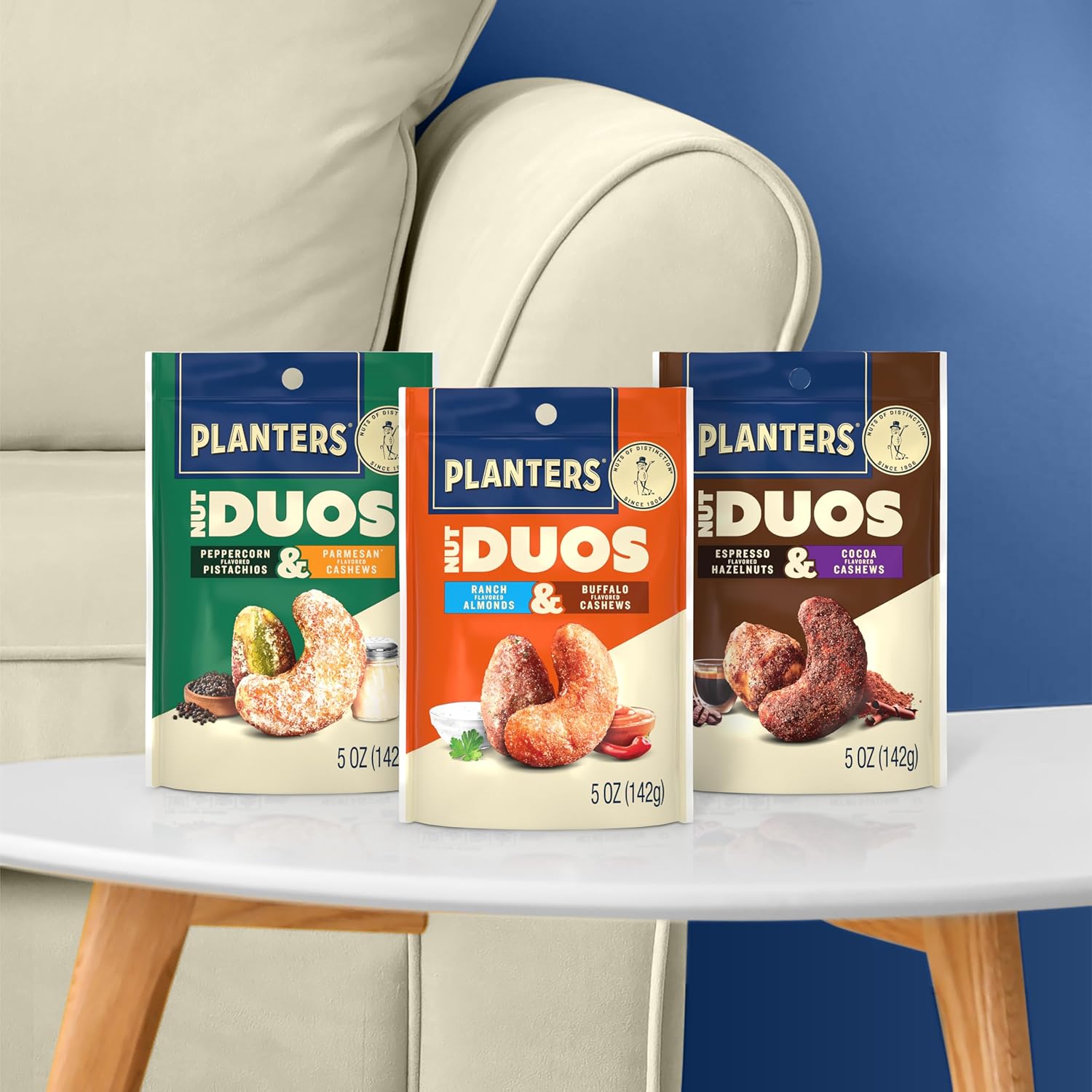 PLANTERS Nut Duos – Lunch Box Snack for Kids, Peppercorn Pistachios & Parmesan Cashews 5oz