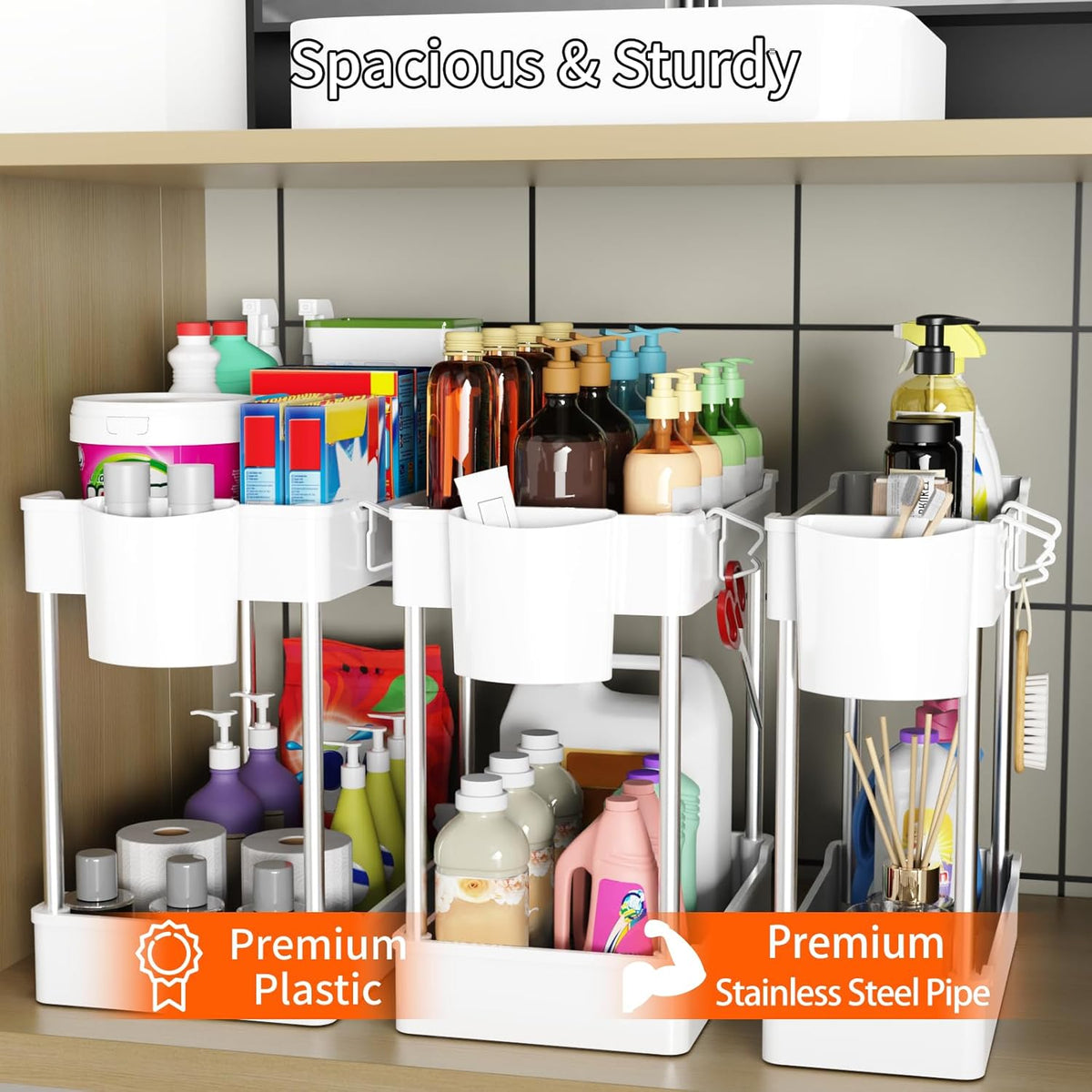plastic body with thickened stainless steel support tubes