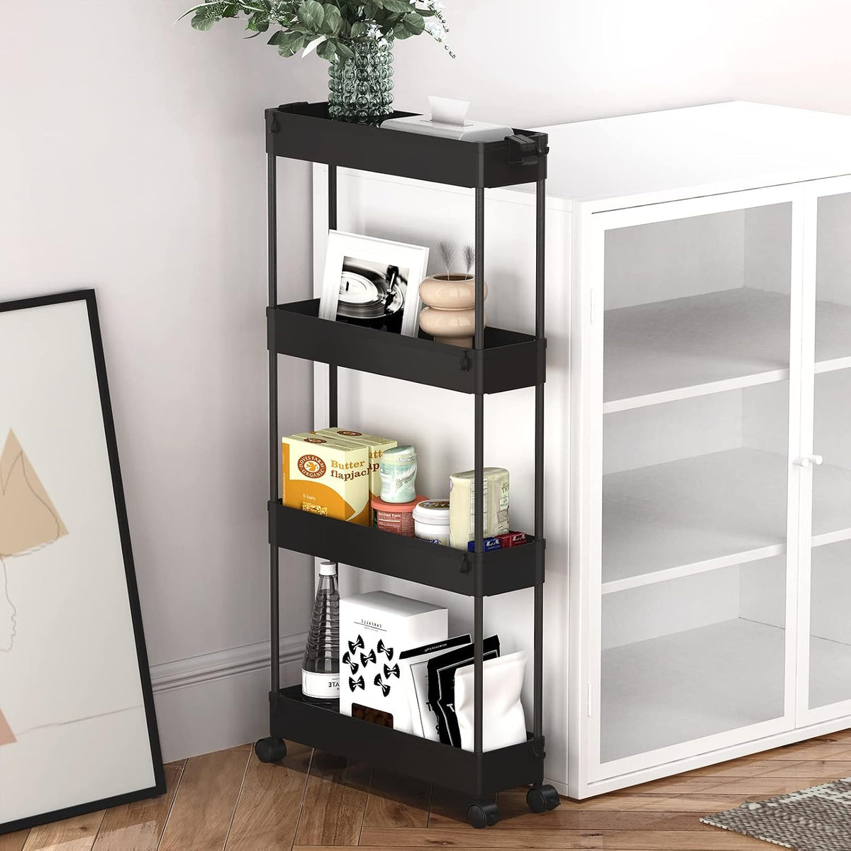 plastic frame with hollow mesh shelves supporting 100 kg total weight