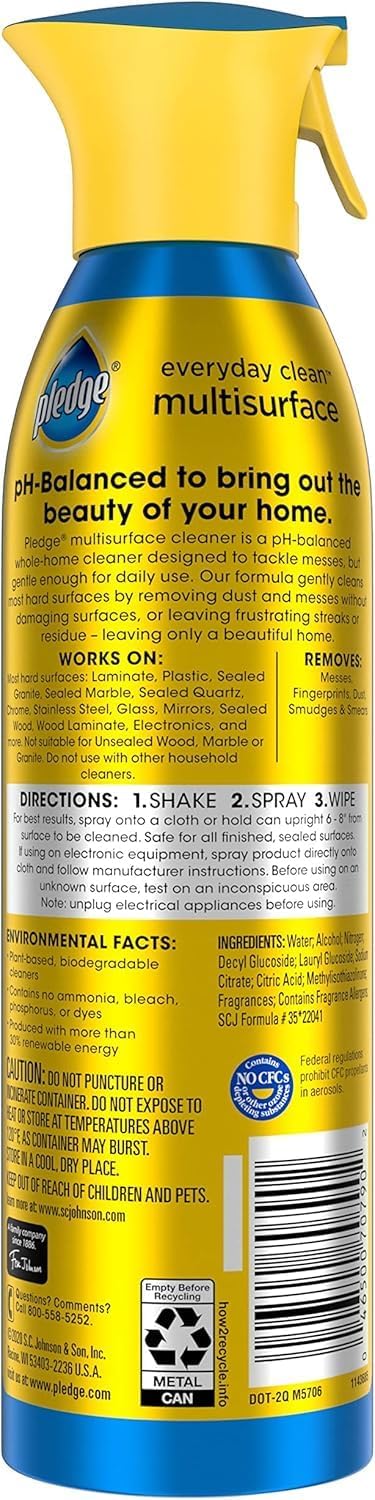 Pledge pH-Balanced Multisurface Spray Thoughtful Birthday Gift for Mom, Streak-Free 101-Surface Cleaner