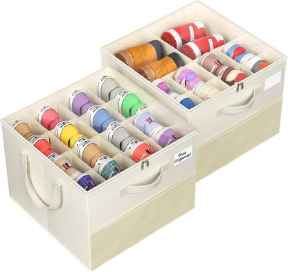 Plus Size 2 Pack Shoe Organizer for Closet – Labeled Stackable Storage for an Organized Daily Workflow