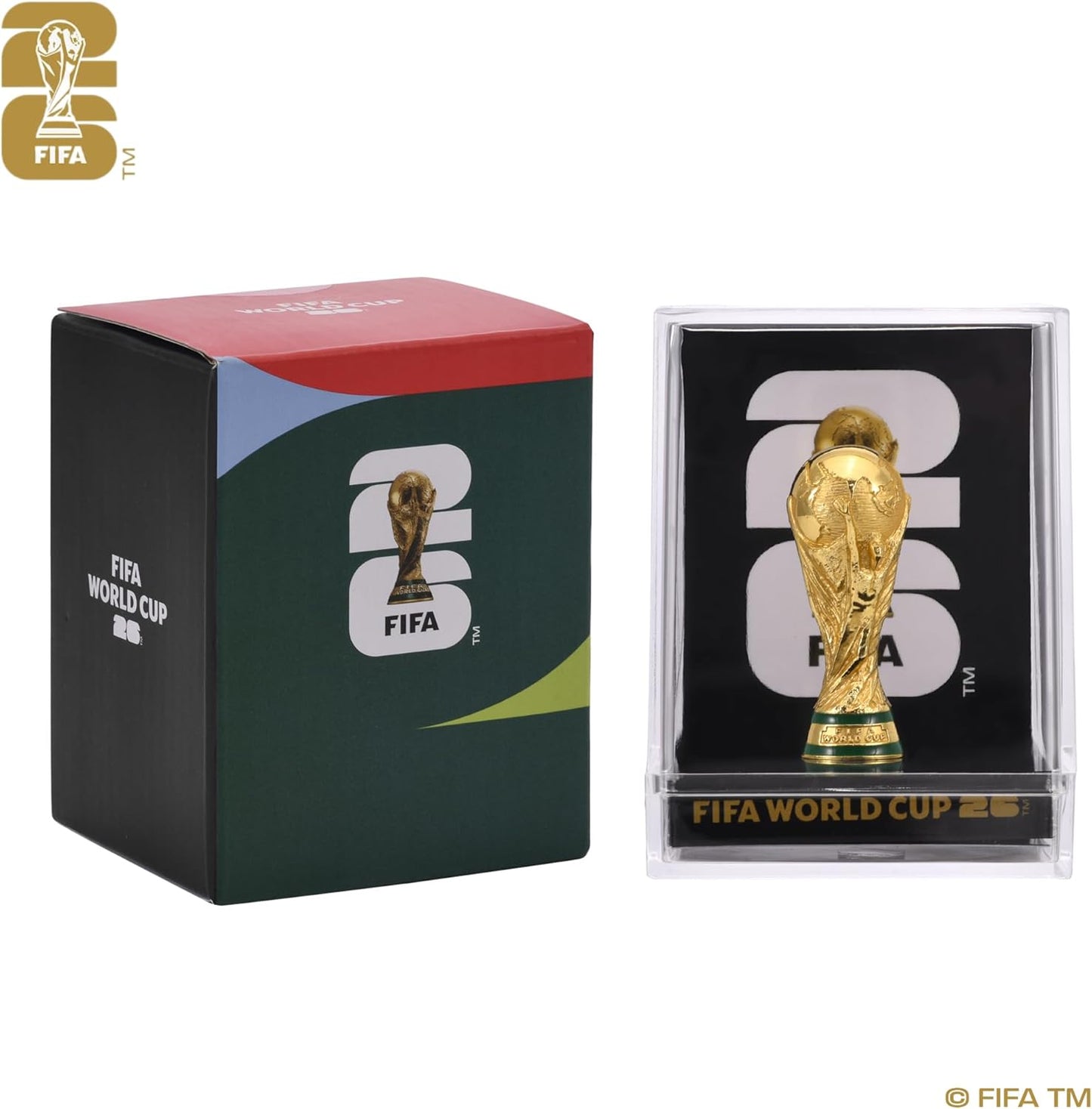 Polished Gold FIFA Trophy for Living Room – Sophisticated Sports Memorabilia with Protective Acrylic Case