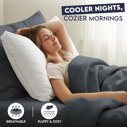 polyester plush fill with 5-inch thickness for a soft, hotel-style feel