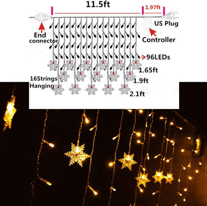 polyvinyl chloride snowflake construction in warm white color-changing form factor