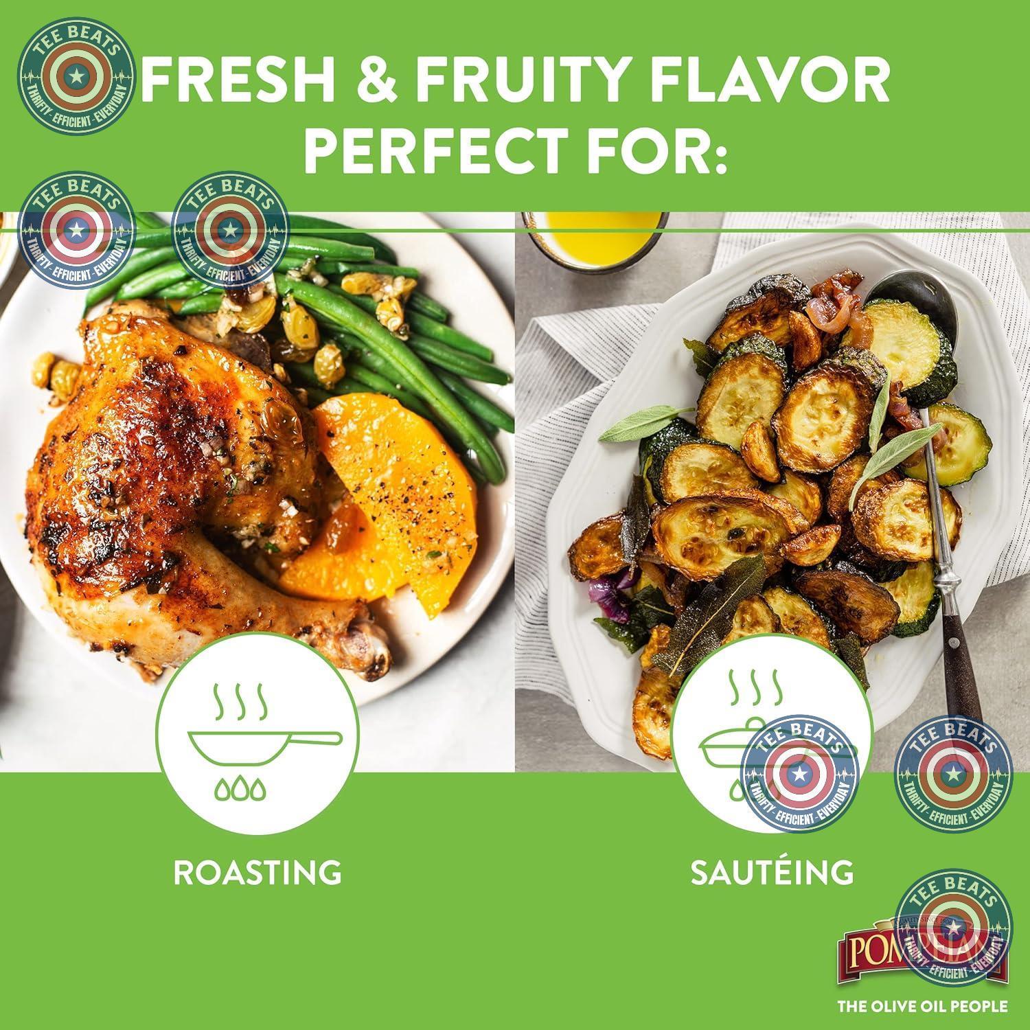 Pompeian Gourmet Selection Extra Virgin Olive Oil – Daily Wellness Ritual, Polyphenol-Rich First Cold Pressed Cooking Oil for the Mindful Home Cook