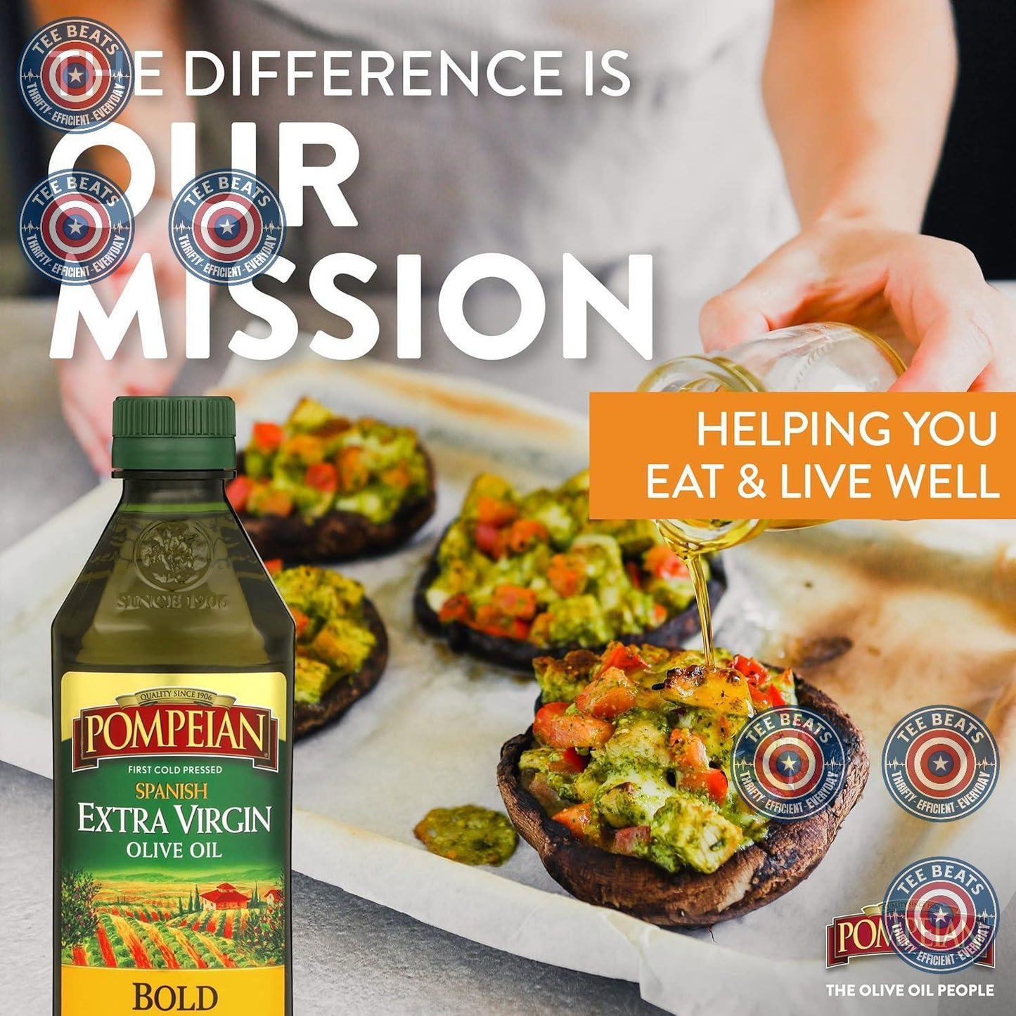 Pompeian Spanish Bold Extra Virgin Olive Oil – Nightly Self-Care Ritual for Bath & Wind-Down, Polyphenol-Rich Finishing Oil