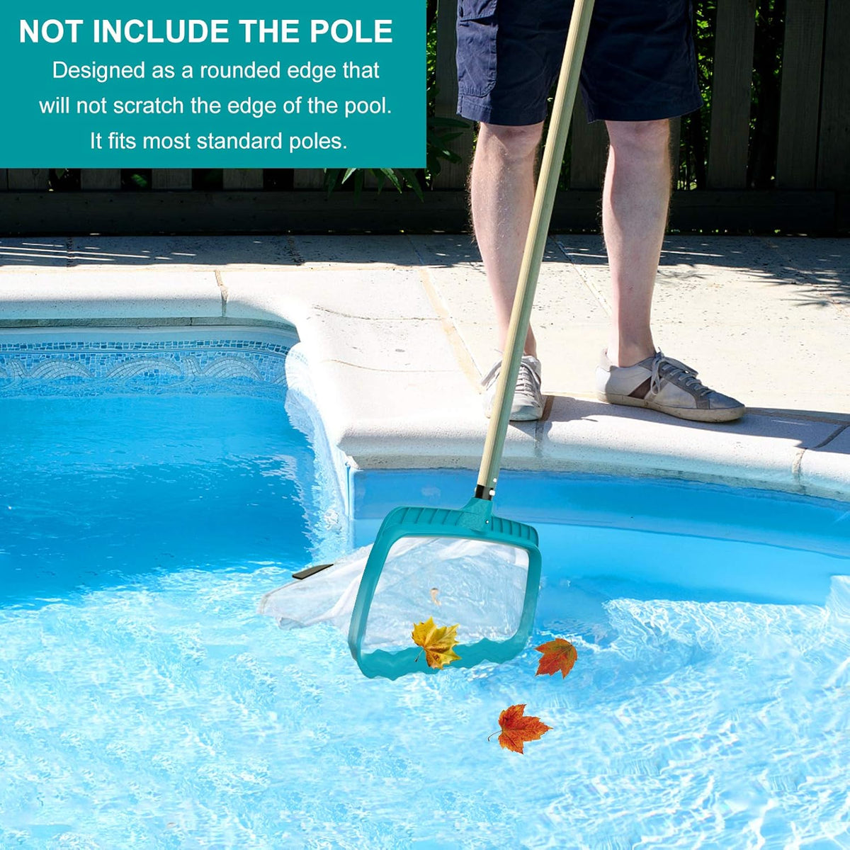 POOLWHALE Child-Friendly Leaf Rake for Backyard Family Pool Cleanup Between Swim Sessions