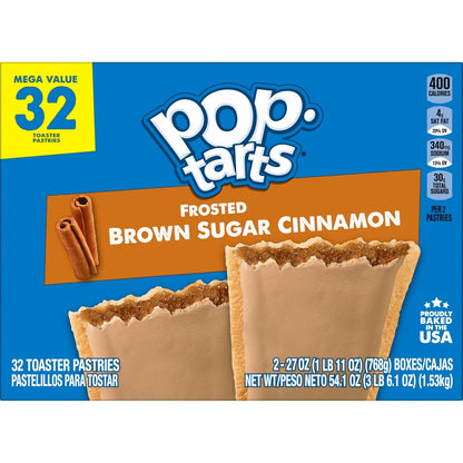 Pop-Tarts Frosted Brown Sugar Cinnamon Toaster Pastries – B-Vitamin Fortified Snack for Balanced Mornings, 32 Count