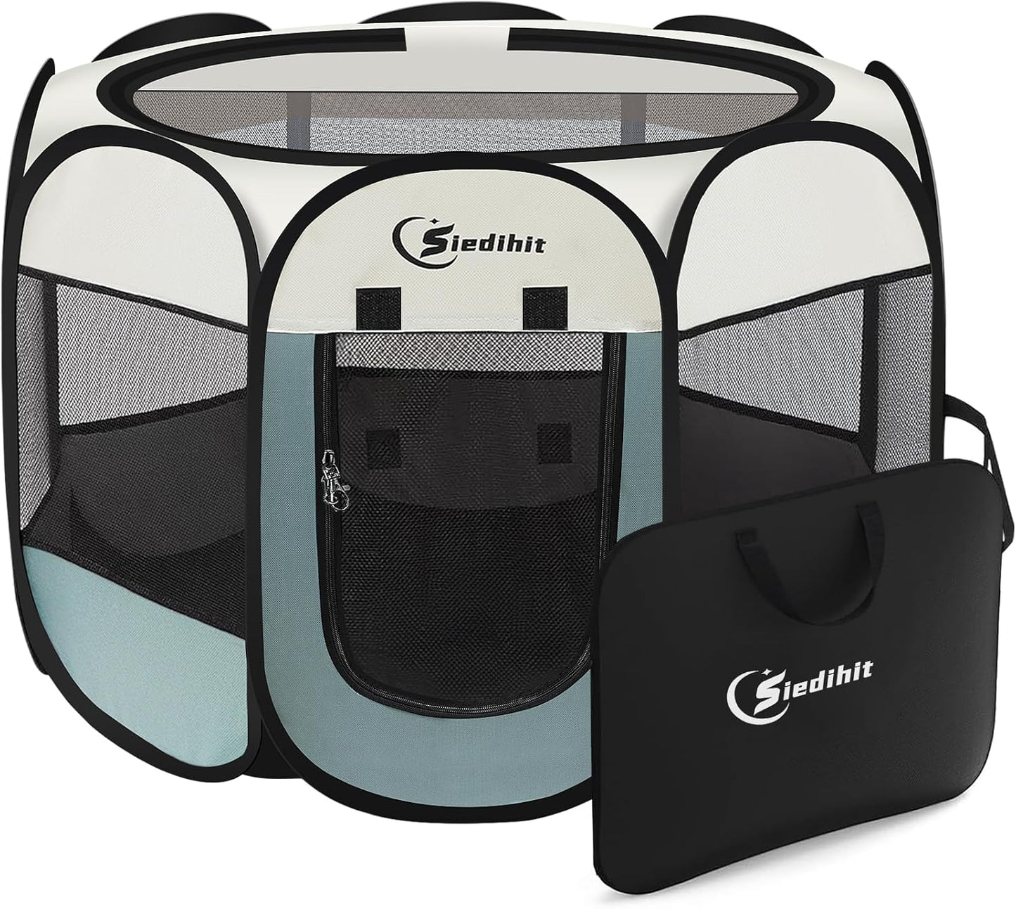 pop-up design that requires no assembly and folds into an included carrying tote