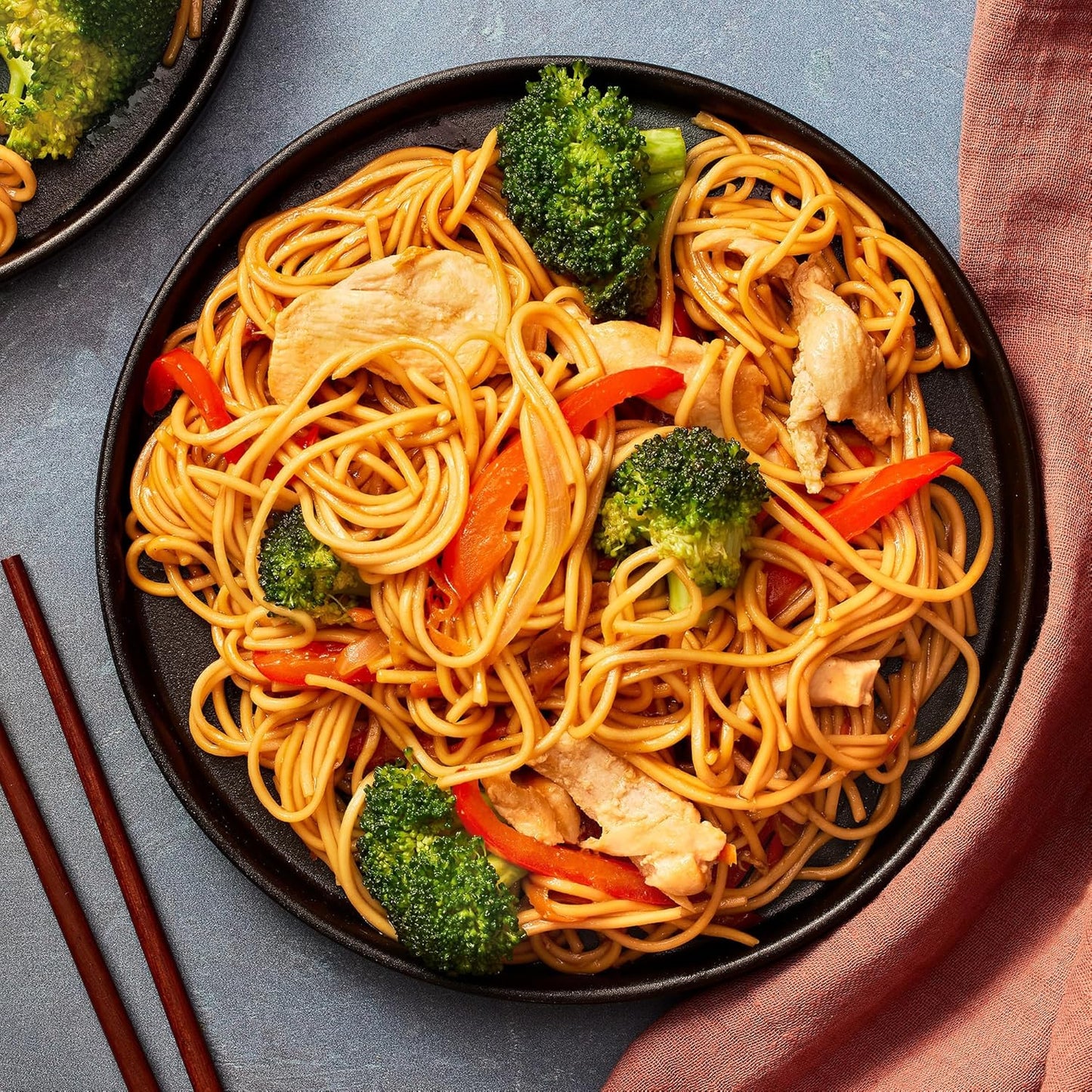 porous texture engineered to absorb rich lo mein sauces