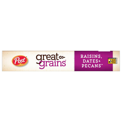 Post Great Grains Raisins Dates Pecans Cereal – Non-GMO Whole Grain Family Breakfast for Kids Lunchboxes, 16 oz