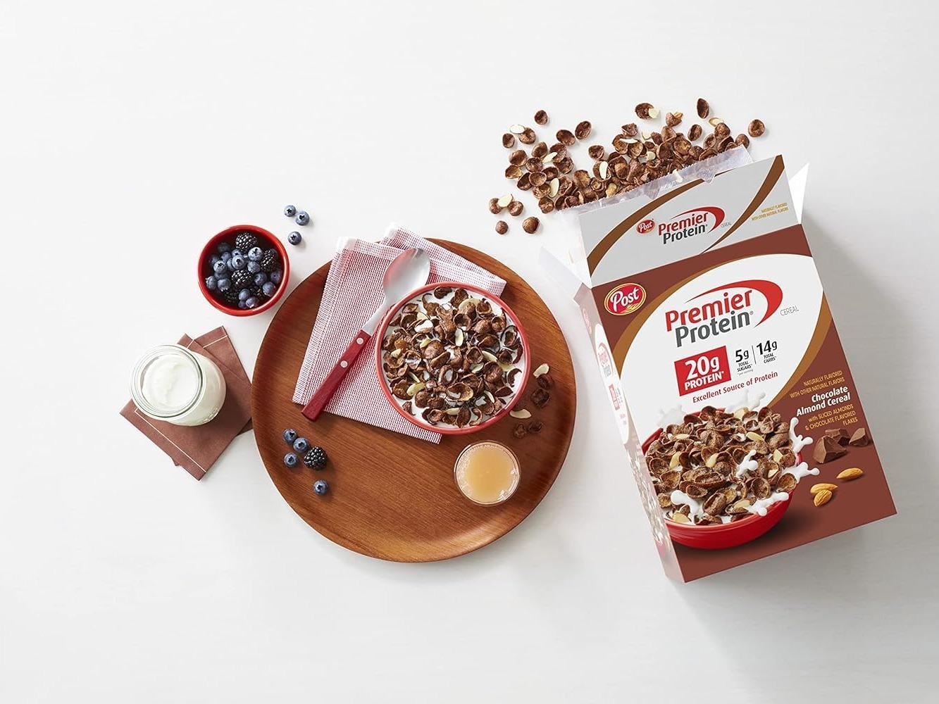 Post Premier Protein Chocolate Almond Cereal — Thoughtful Holiday Gift for Health-Conscious Friends, 20g Protein in Every Bowl