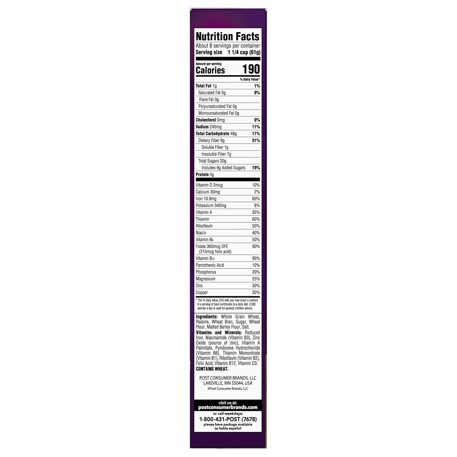 Post Raisin Bran Cereal – Thoughtful Heart-Healthy Gift Basket Staple for Senior Loved Ones, 25 oz