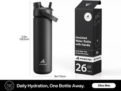 POWCAN 26 oz Insulated Bottle for Office Desk, All-Day Hot Coffee Without a Microwave Run