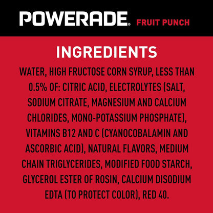Powerade Fruit Punch – Office Desk Hydration for Long Workdays and Study Sessions, 20oz 8 Pack