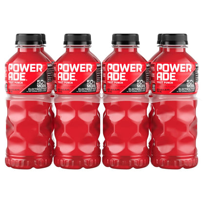 Powerade Fruit Punch – Office Desk Hydration for Long Workdays and Study Sessions, 20oz 8 Pack