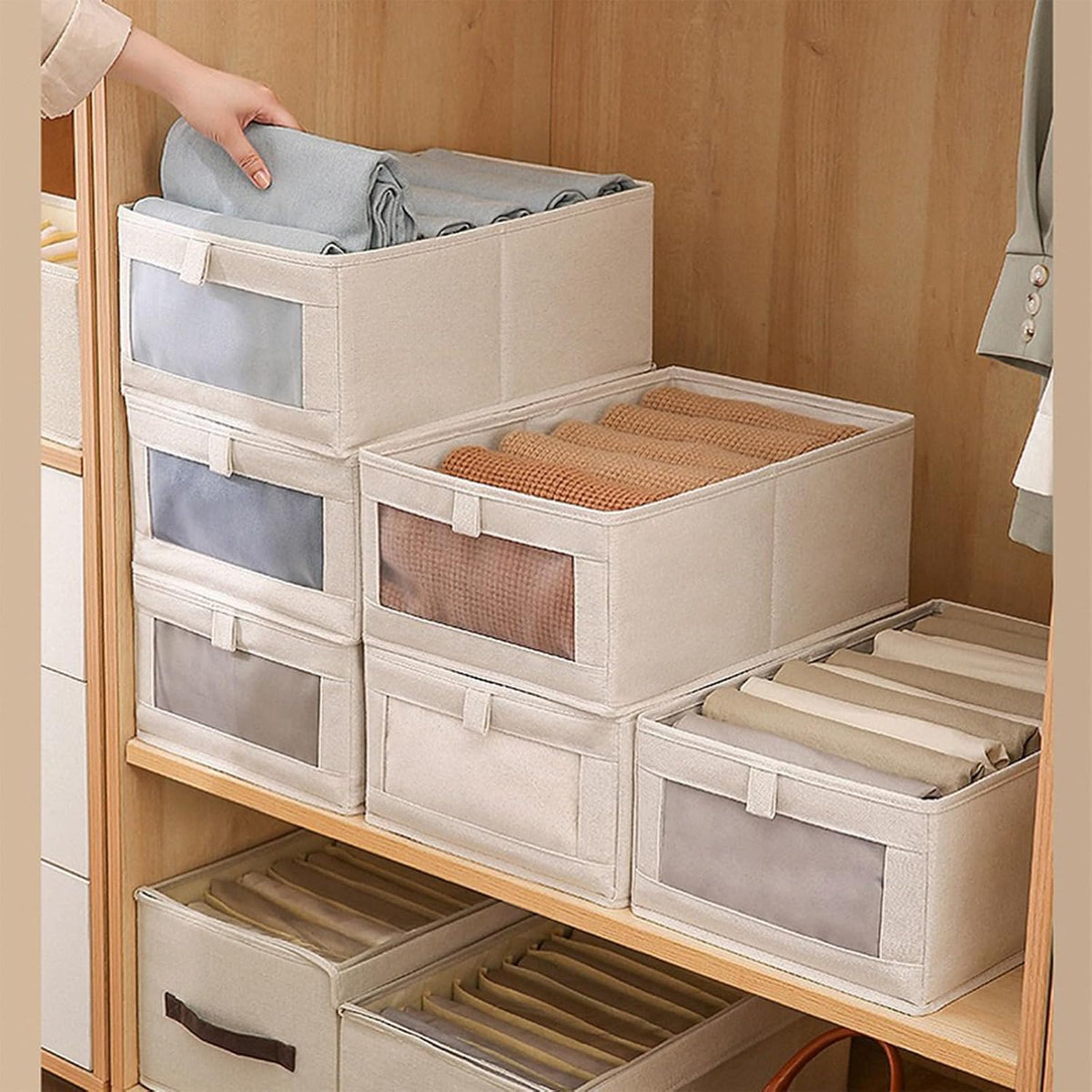 Pradnel Linen Closet Organizers as Thoughtful Gift for Her, Foldable Storage Bins with Clear Window for Birthday and Holiday Giving