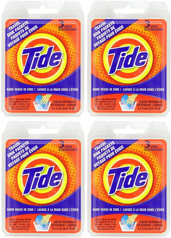 pre-measured single-use liquid tide packets (0.45–0.51 fl oz each)