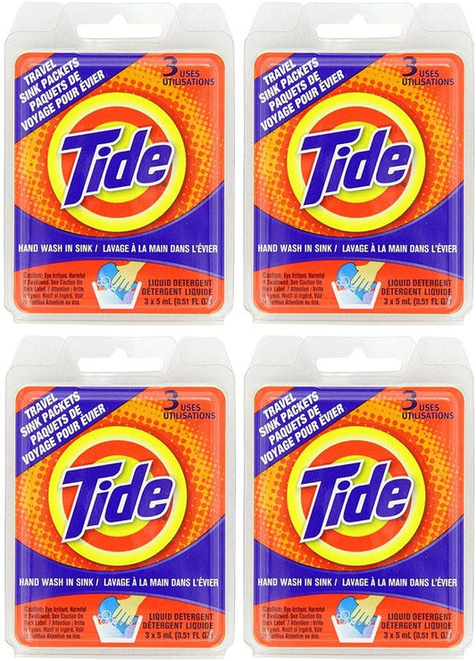 pre-measured single-use liquid tide packets (0.45–0.51 fl oz each)