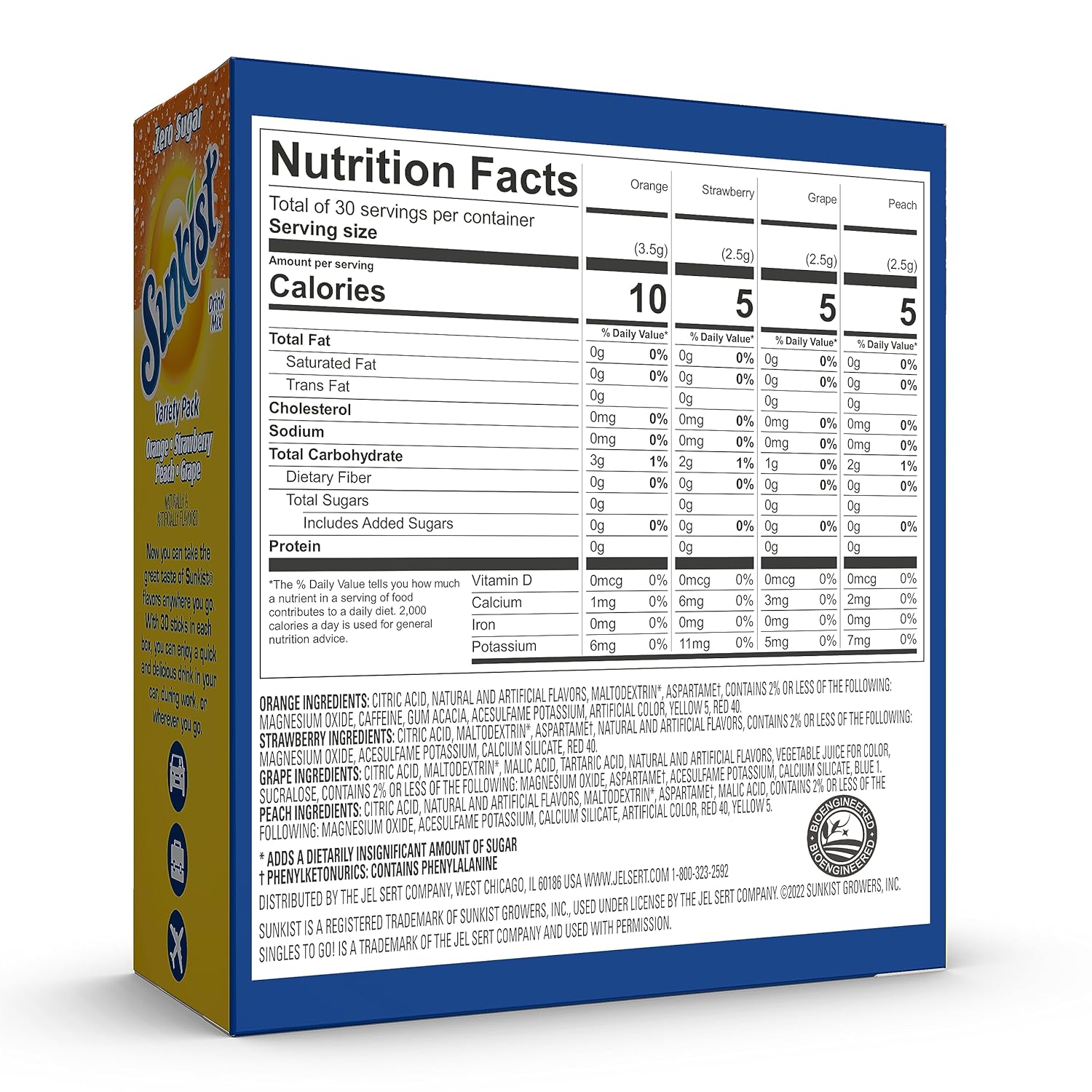 pre-portioned single-serve powder sticks designed to mix into 16.9–20 oz of water