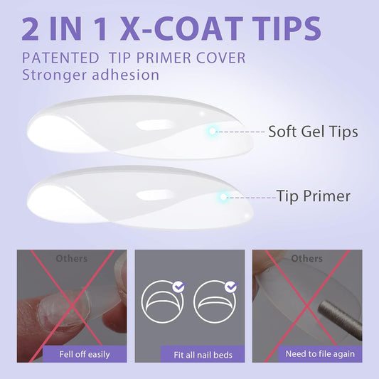 pre-shaped tips eliminating the need for manual filing or sculpting