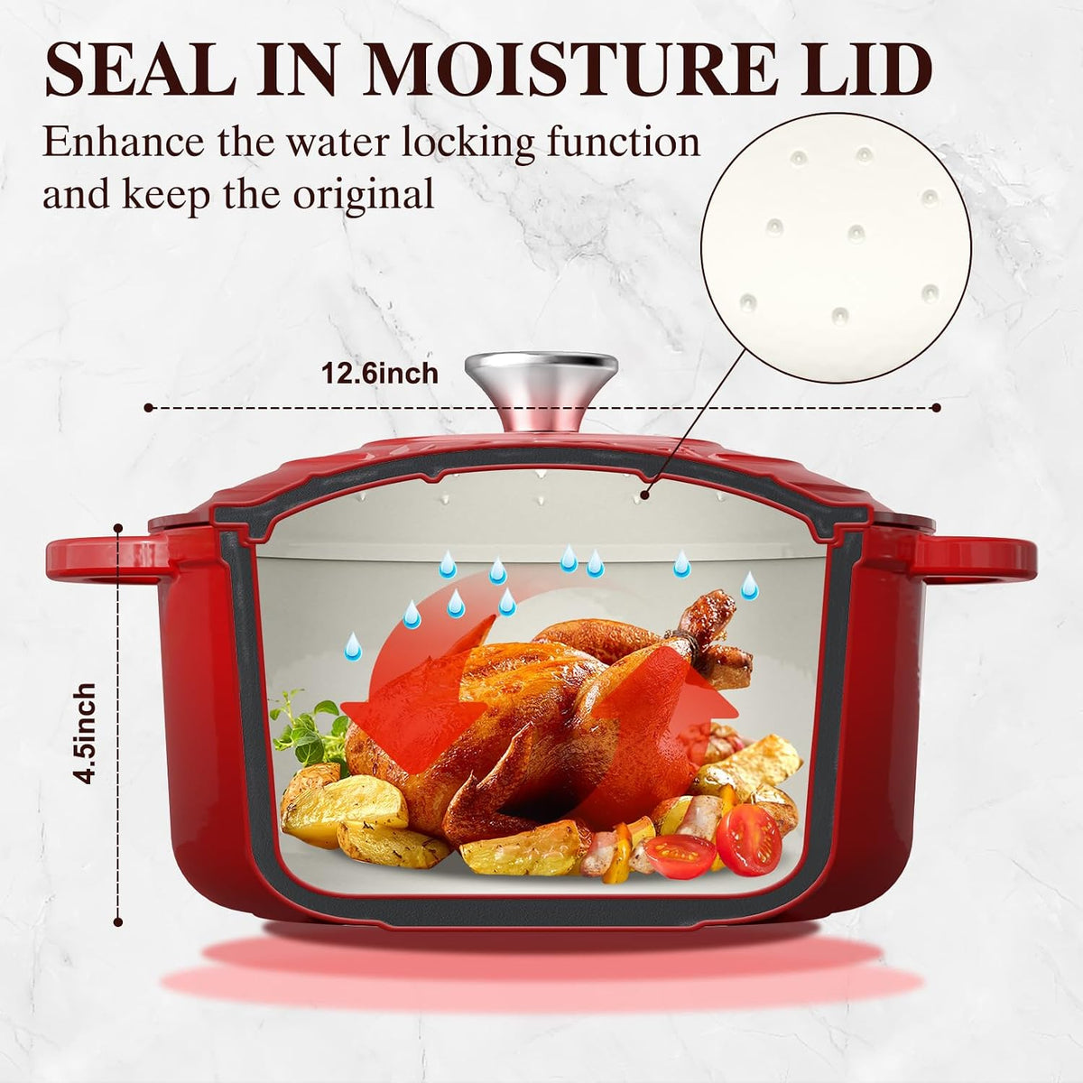 precision-engineered airtight lid with interior raised condensation nodes