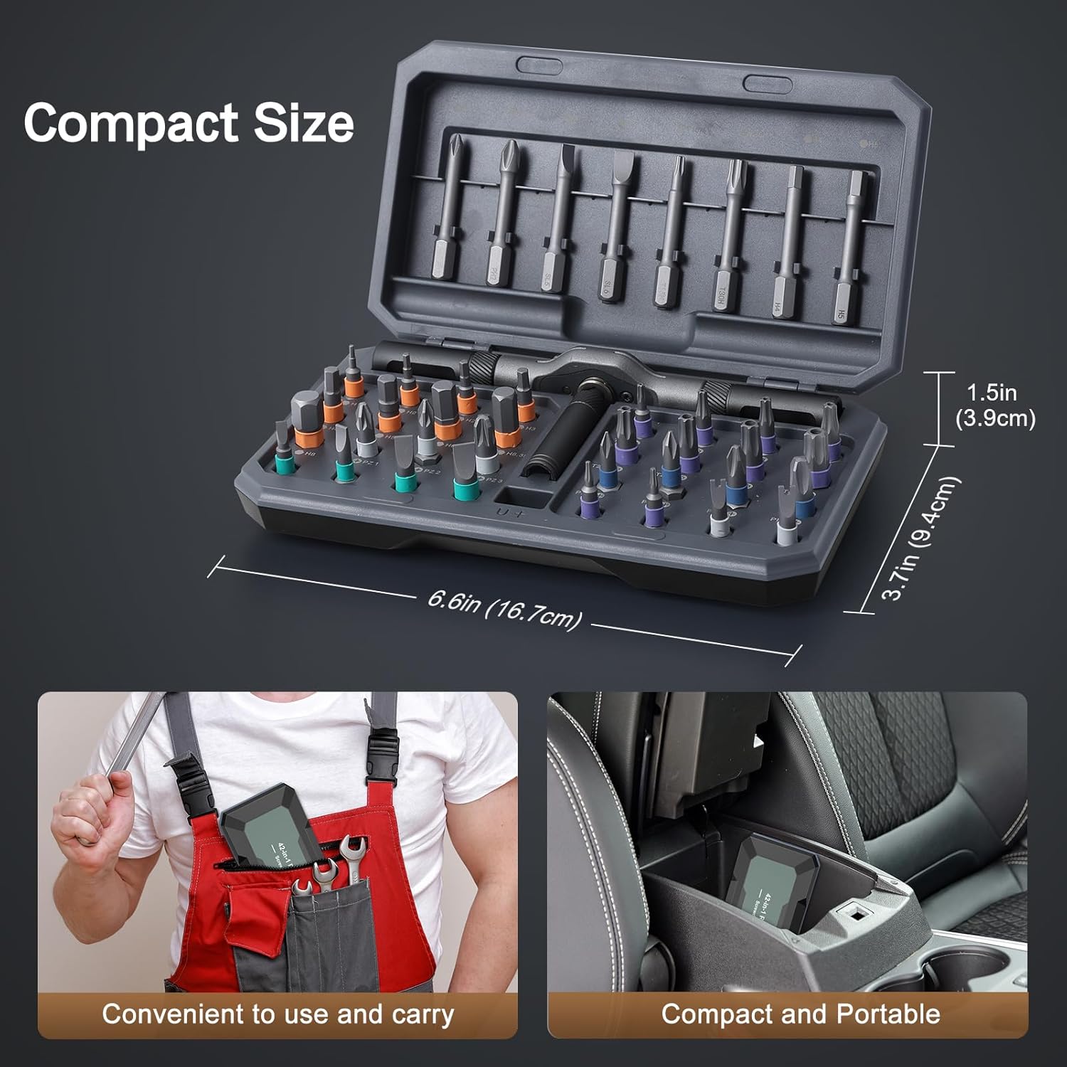 PrecisionTool 42-in-1 Magnetic Ratchet Screwdriver Set – Clutter-Free Drawer Replacement for Bulky Allen Key Bundles, Single Compact Case