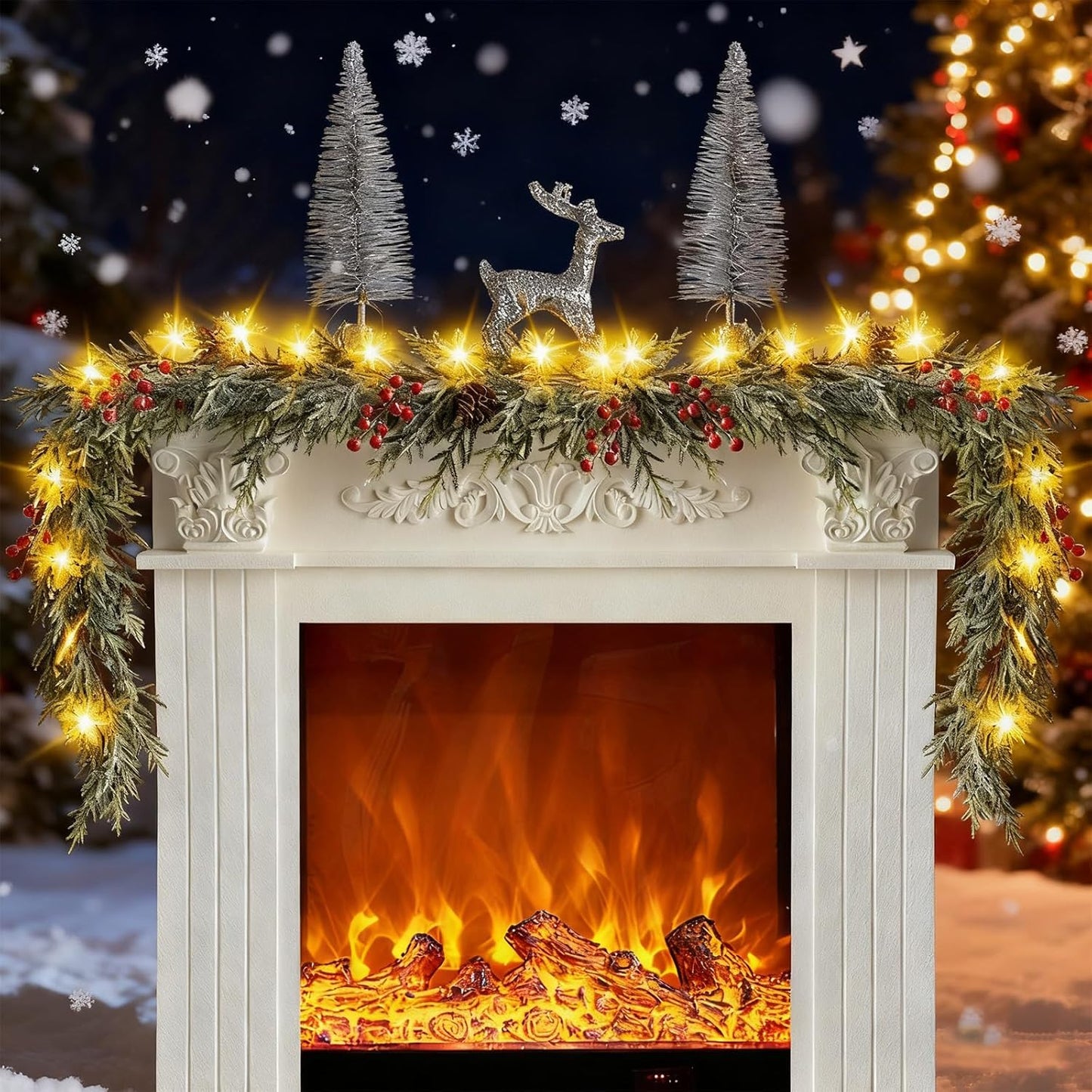 Prelit Lighted Garland with Snowflake LEDs – Thoughtful Christmas Gift for Mom, Hostess, and New Homeowners