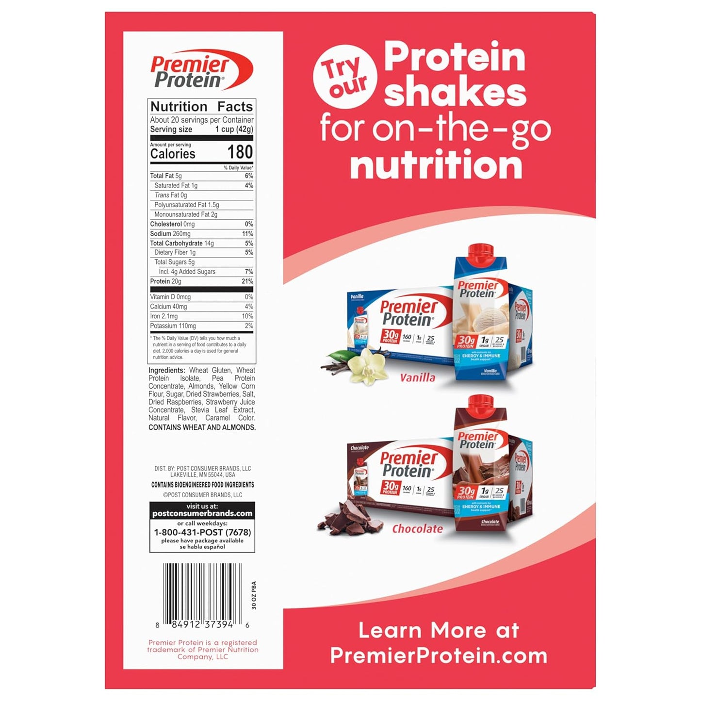 Premier Protein Mixed Berry Almond Breakfast Cereal – Portable Post-Workout Snack to Refuel at the Gym or Trail