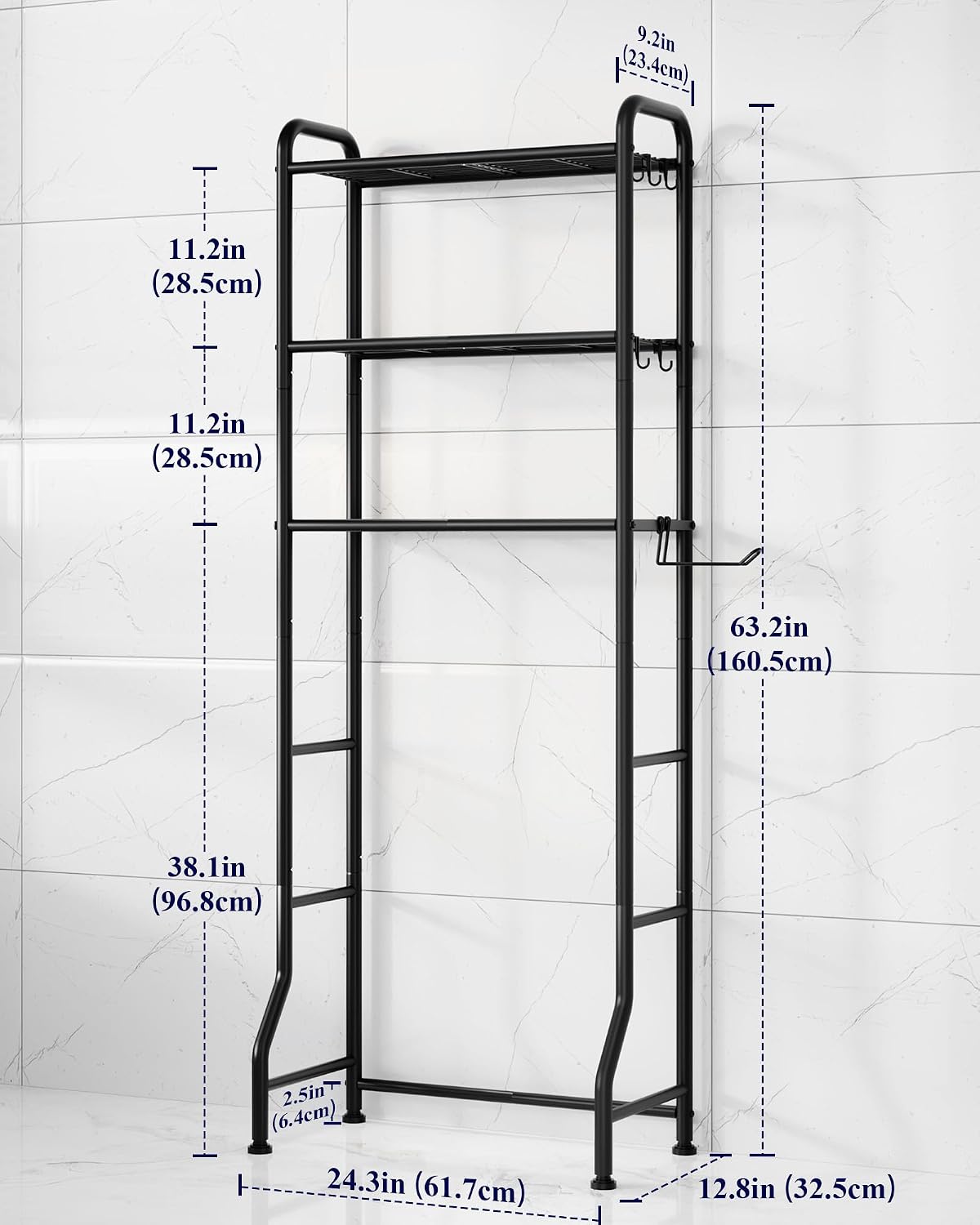 premium carbon steel frame with waterproof and rustproof coating rated for humid rooms