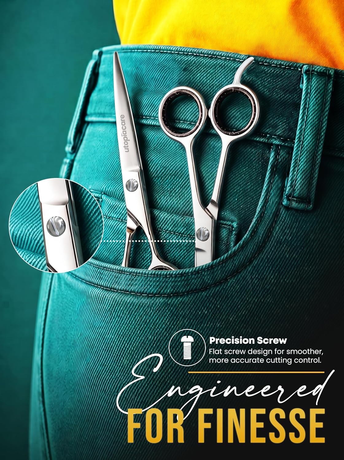Premium Hair Cutting Scissors 6.5inch Stainless Steel – Safe Home Haircut Scissors for Kids and Pets, Quiet Manual Hair Shears for Nervous Children
