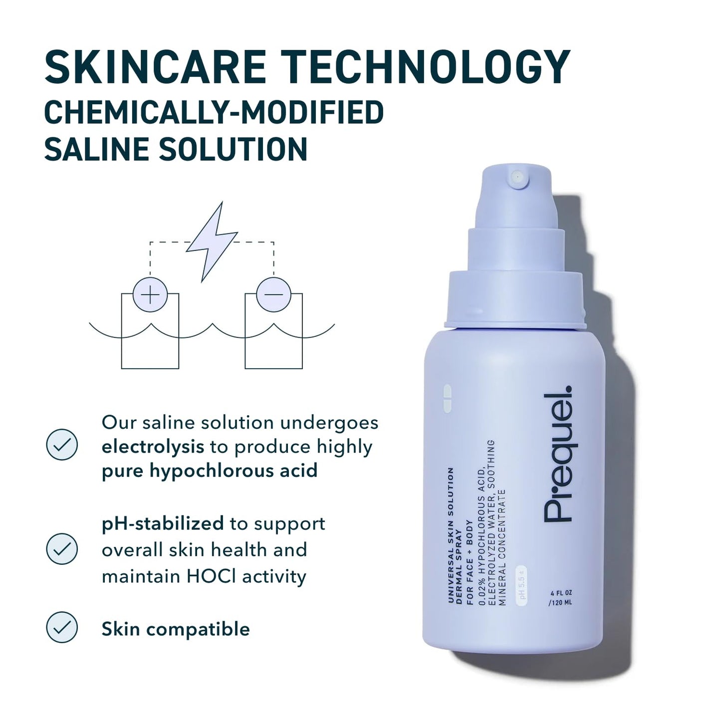 Prequel Universal Skin Solution HOCL Spray – Mindful Evening Skincare Ritual for Sensitive Skin, 4oz Bedside Mist