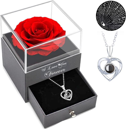 preserved eternal rose with 3-5 year lifespan requiring no special care