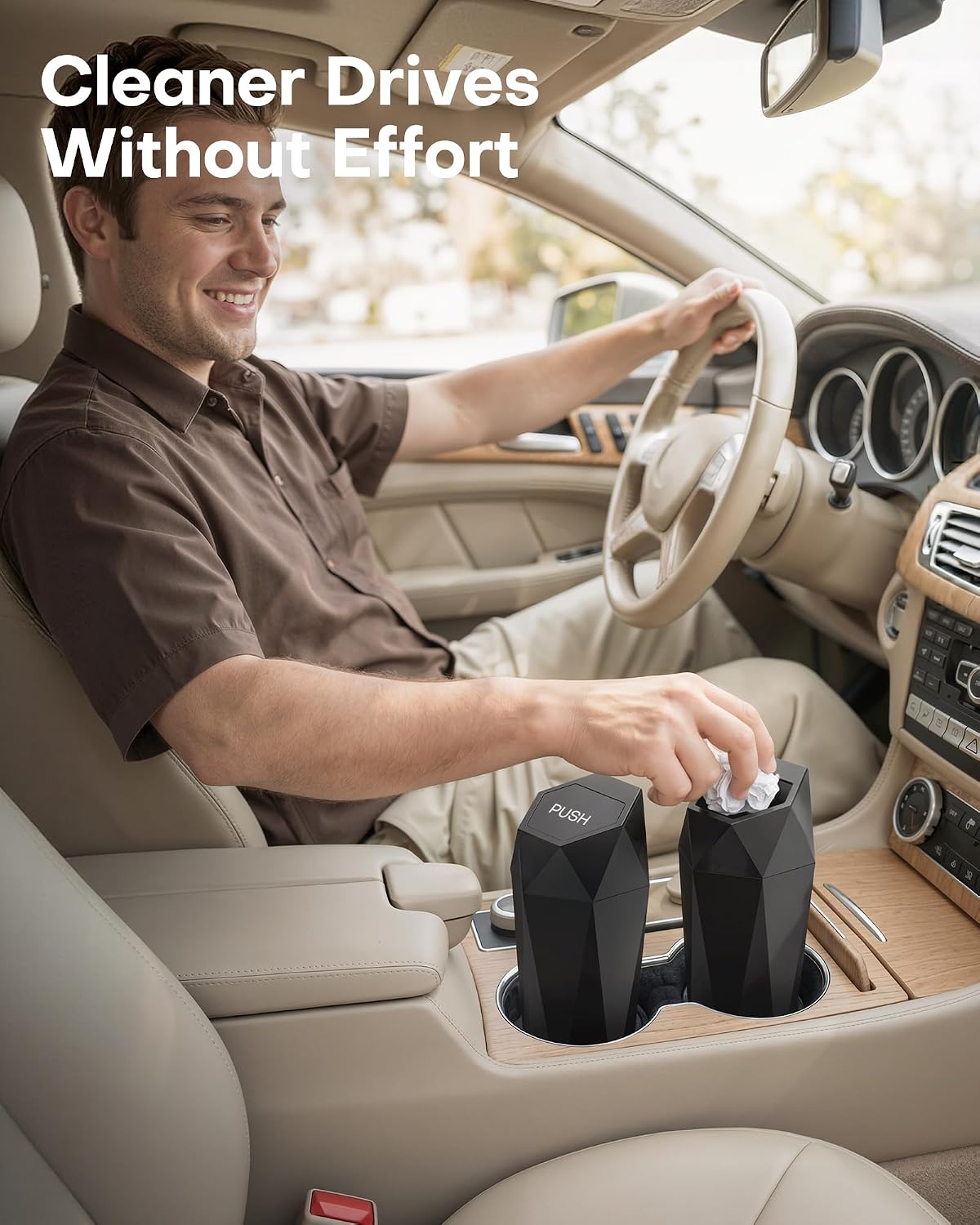 press-top flip lid with auto-close mechanism for odor blocking