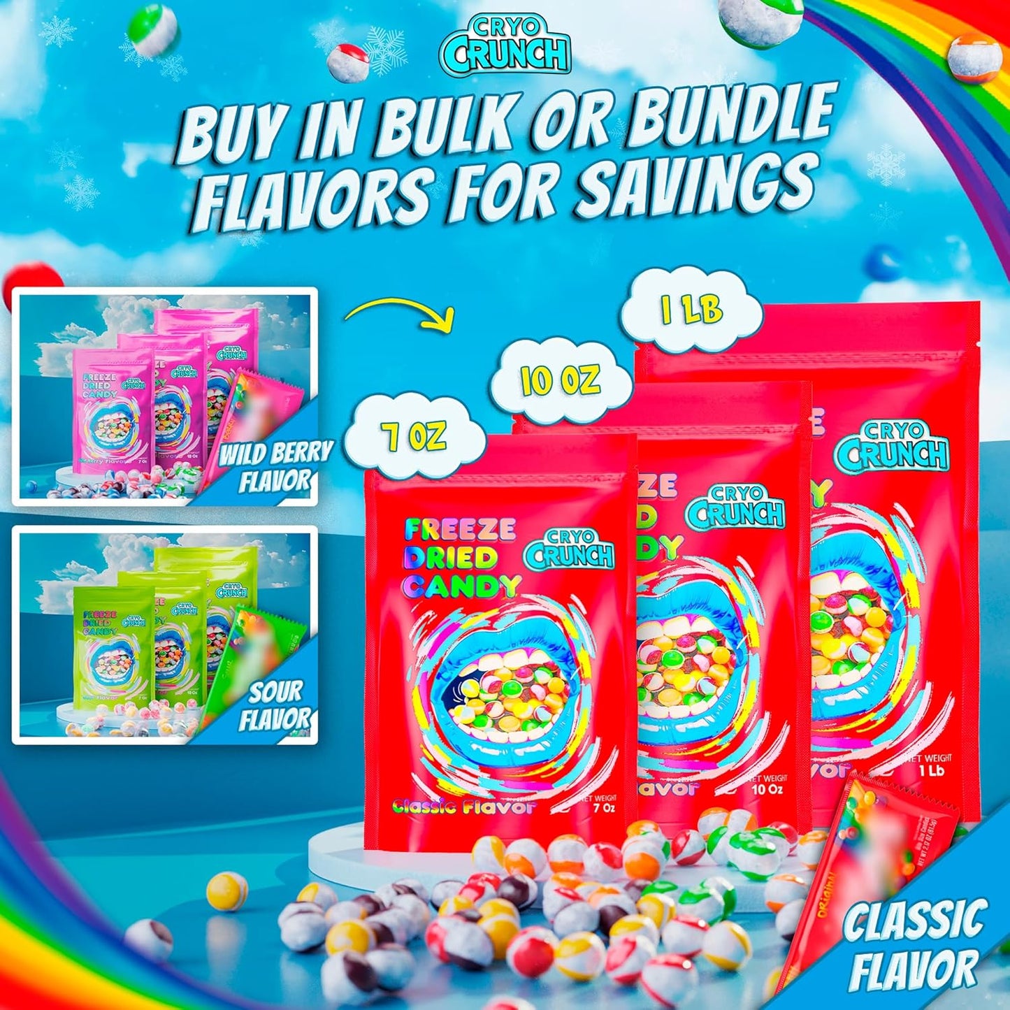 Primary Colors Candy Freeze Dried Candy 10oz Vegan Snack - Late-Night Study Munching Without Sticky Teeth or Dental Work Damage