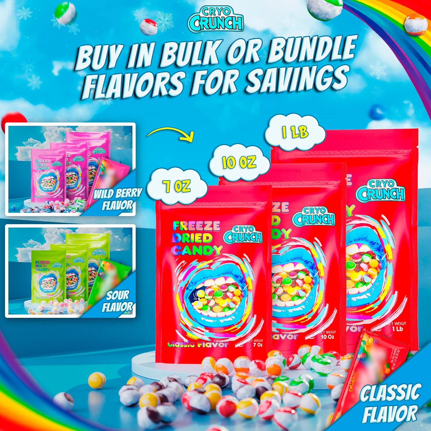 Primary Colors Candy Freeze Dried Candy 10oz Vegan Snack - Late-Night Study Munching Without Sticky Teeth or Dental Work Damage