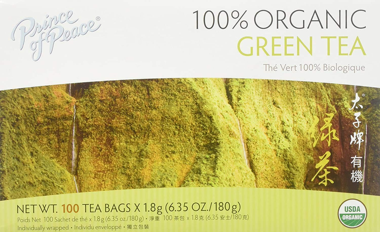 Prince of Peace Organic Green Tea, 100 Tea Bags – Neutral Pantry Staple for Intentional Kitchens and Clutter-Free Counters