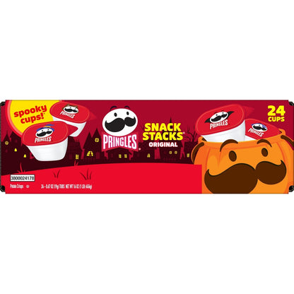 Pringles Snack Stacks Halloween Cups – Mess-Free Original Potato Crisps 24-Cup Box for School Parties and Kid-Friendly Birthday Snack Stations