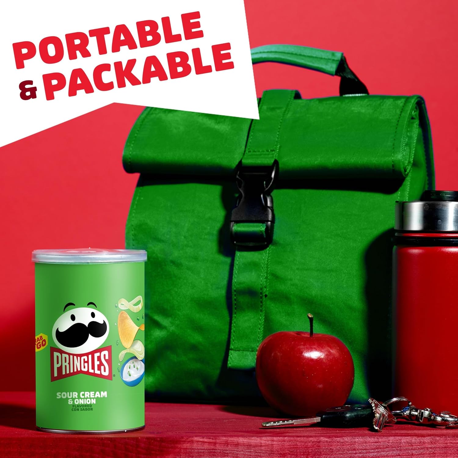 Pringles Sour Cream and Onion Chips, 2.5 oz Resealable Cans, Grab N Go Desk Snack for Between-Meeting Cravings
