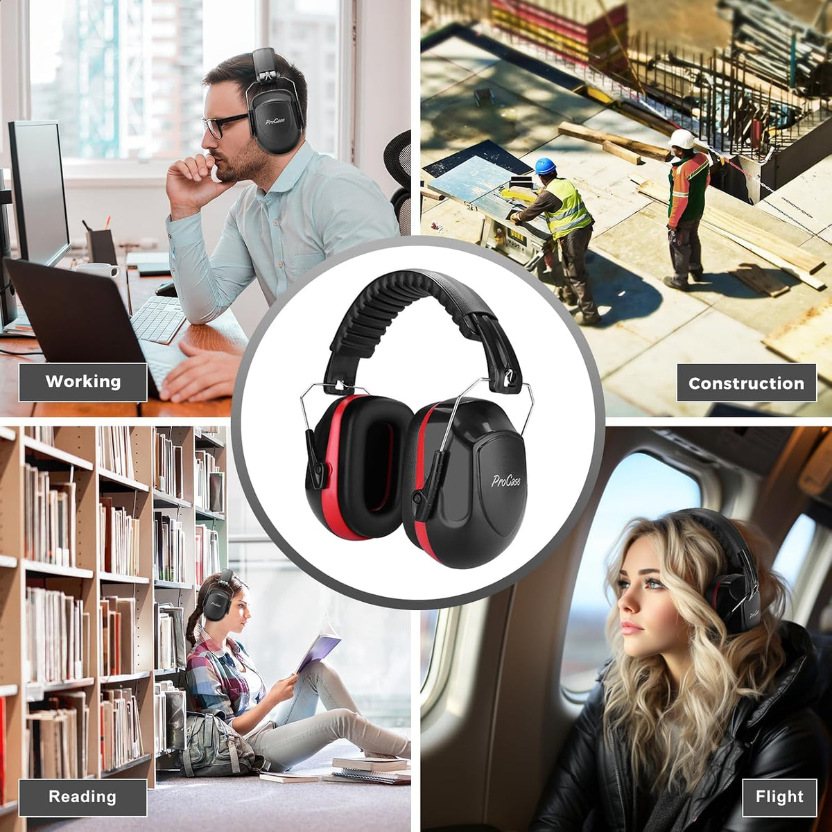 ProCase SNR 33dB Noise Cancelling Headphones – ANSI Certified Hearing Safety for Range, Hunting, and Industrial Work