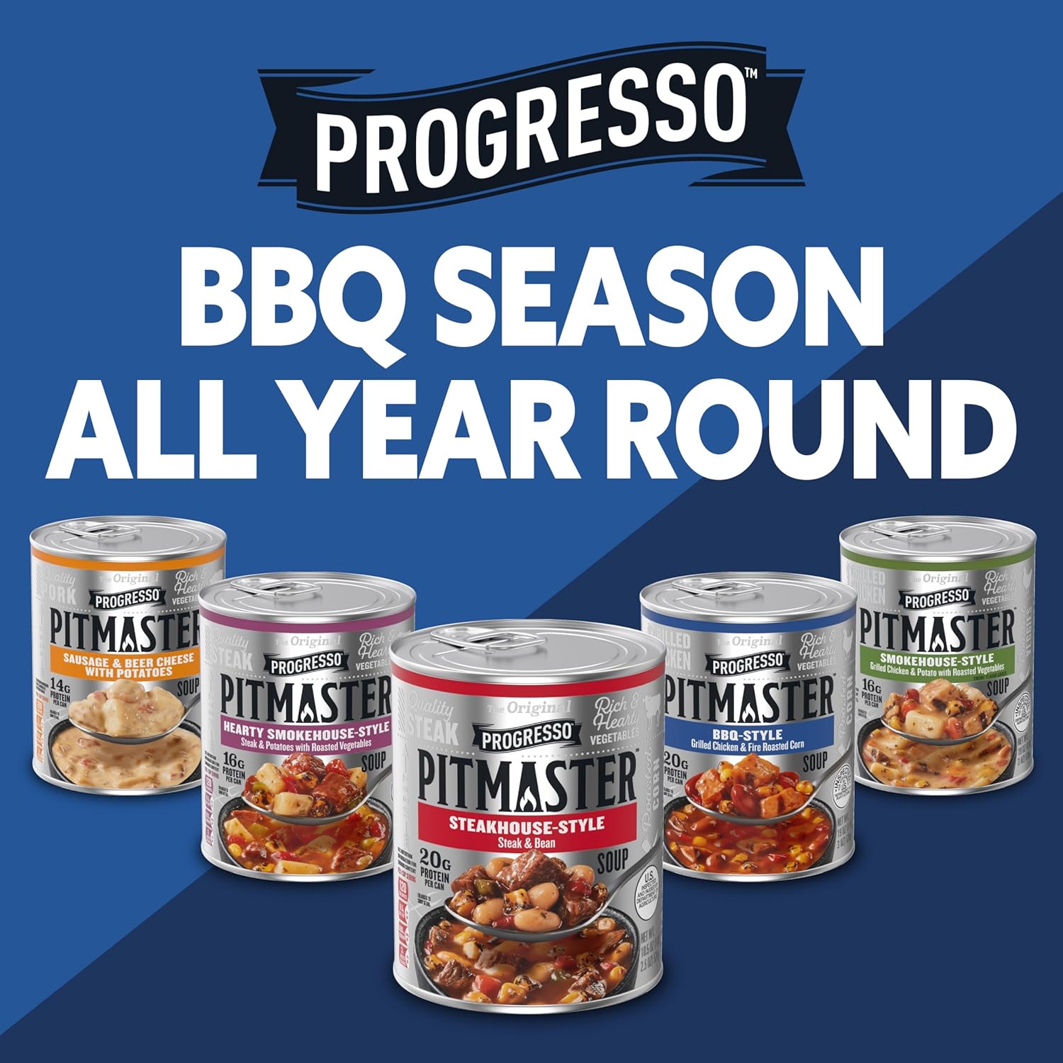 Progresso Pitmaster Steakhouse Style Steak and Bean Soup – Gluten Free Clean-Label Lunch with No Artificial Flavors