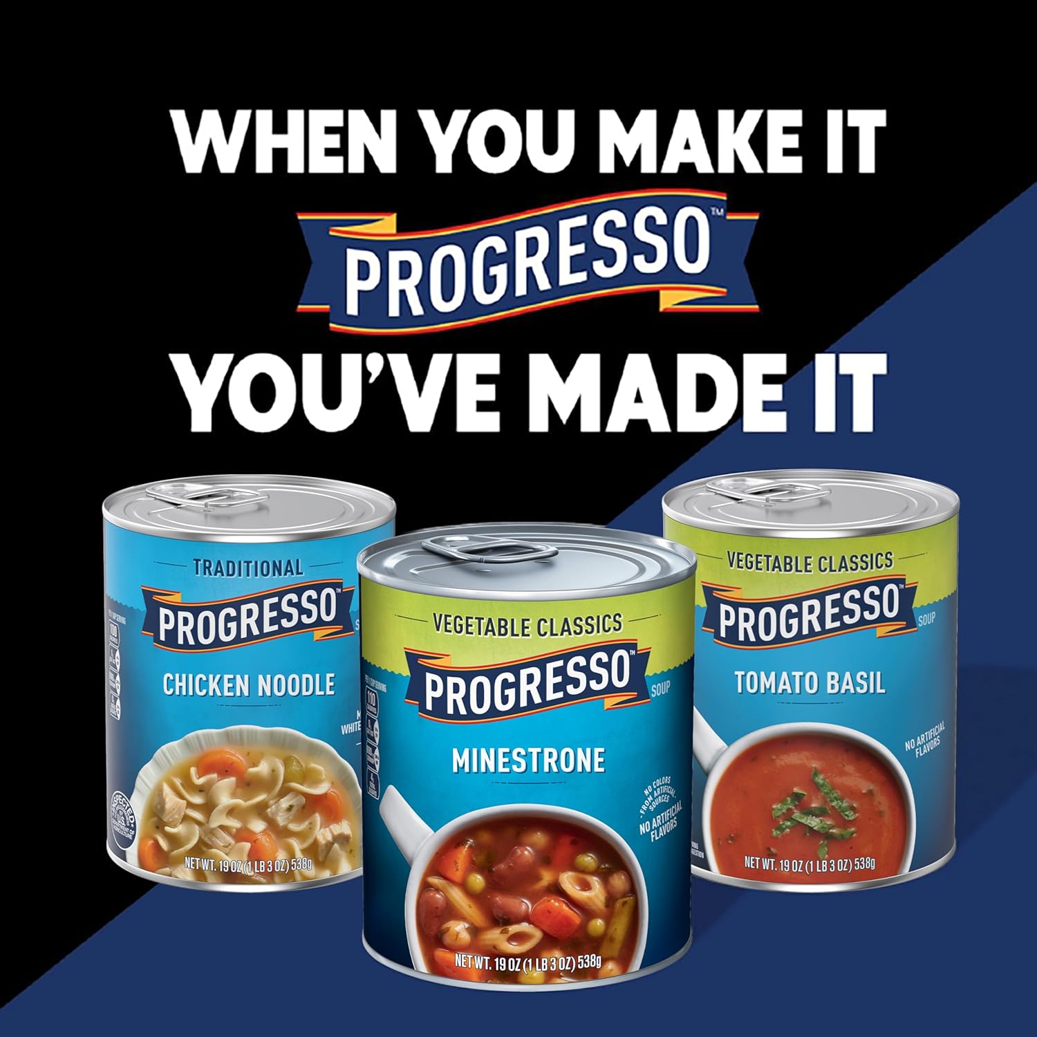 Progresso Protein Mediterranean-Style Meatball and Chicken Soup, Family Weeknight Dinner With Hidden Veggies and 20g Protein, 18.5 oz