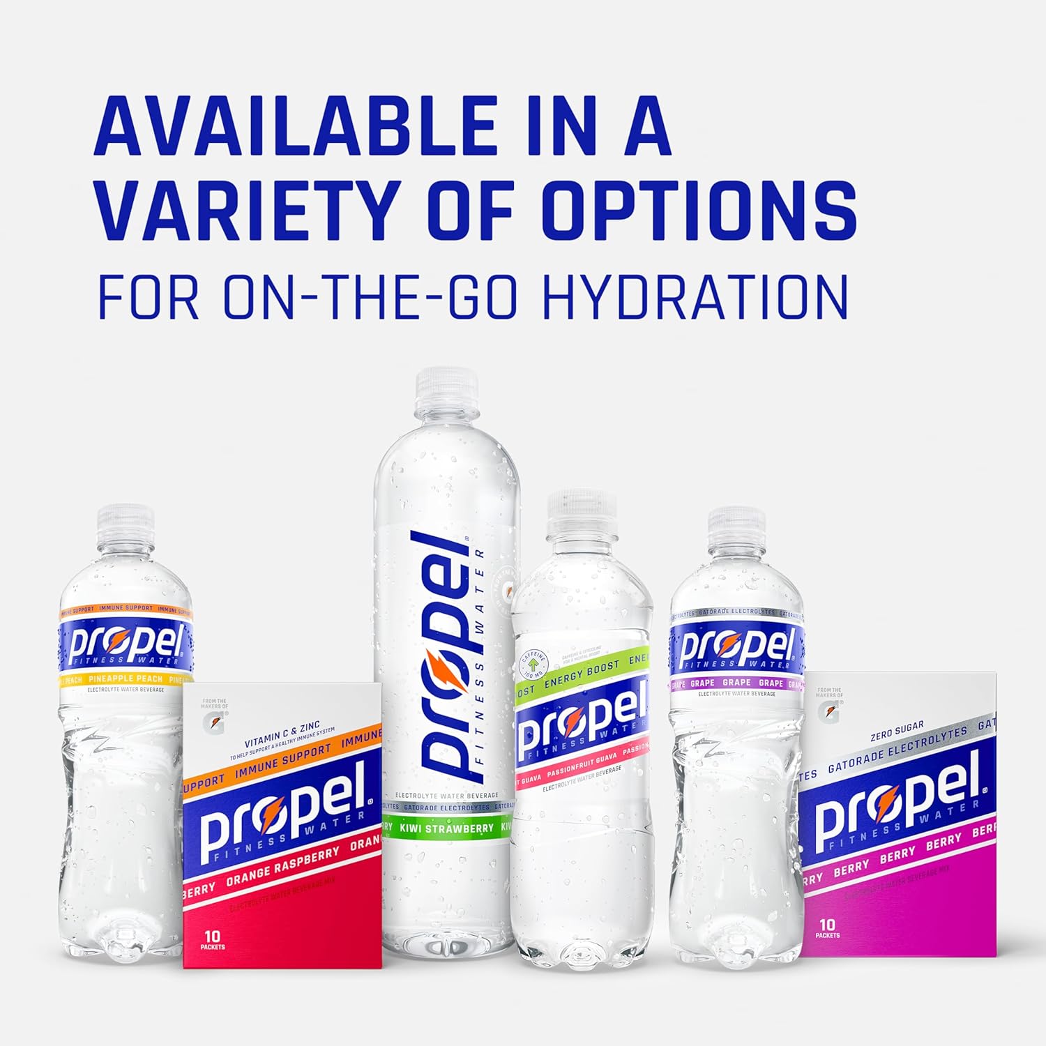 Propel Energy Boost Zero Calorie Hydration – Study and Work Desk Drink for Sustained Attention, 3 Flavor Variety 12 Pack