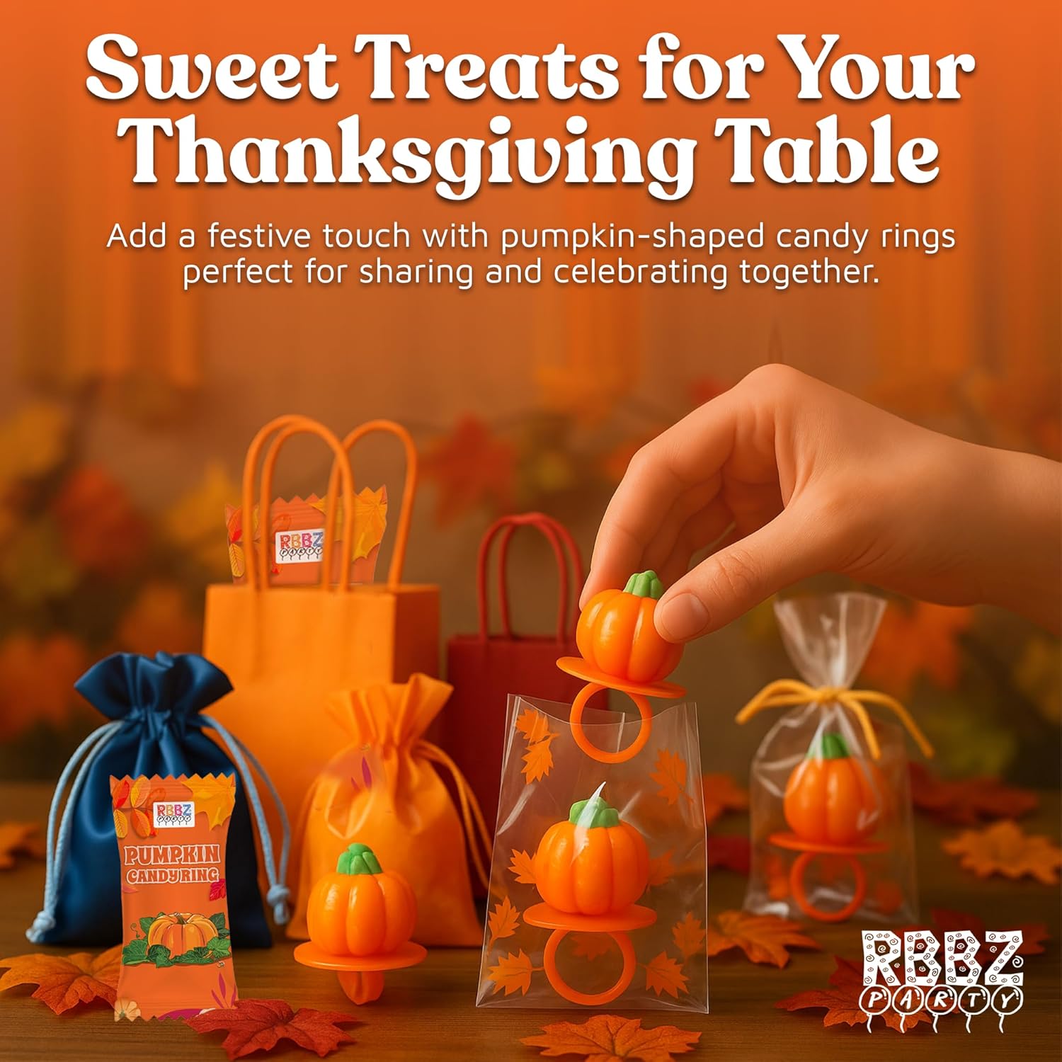 Pumpkin Candy 3D Ring Pops – Individually Sealed Hygienic Halloween Treats Safe for Classroom Sharing