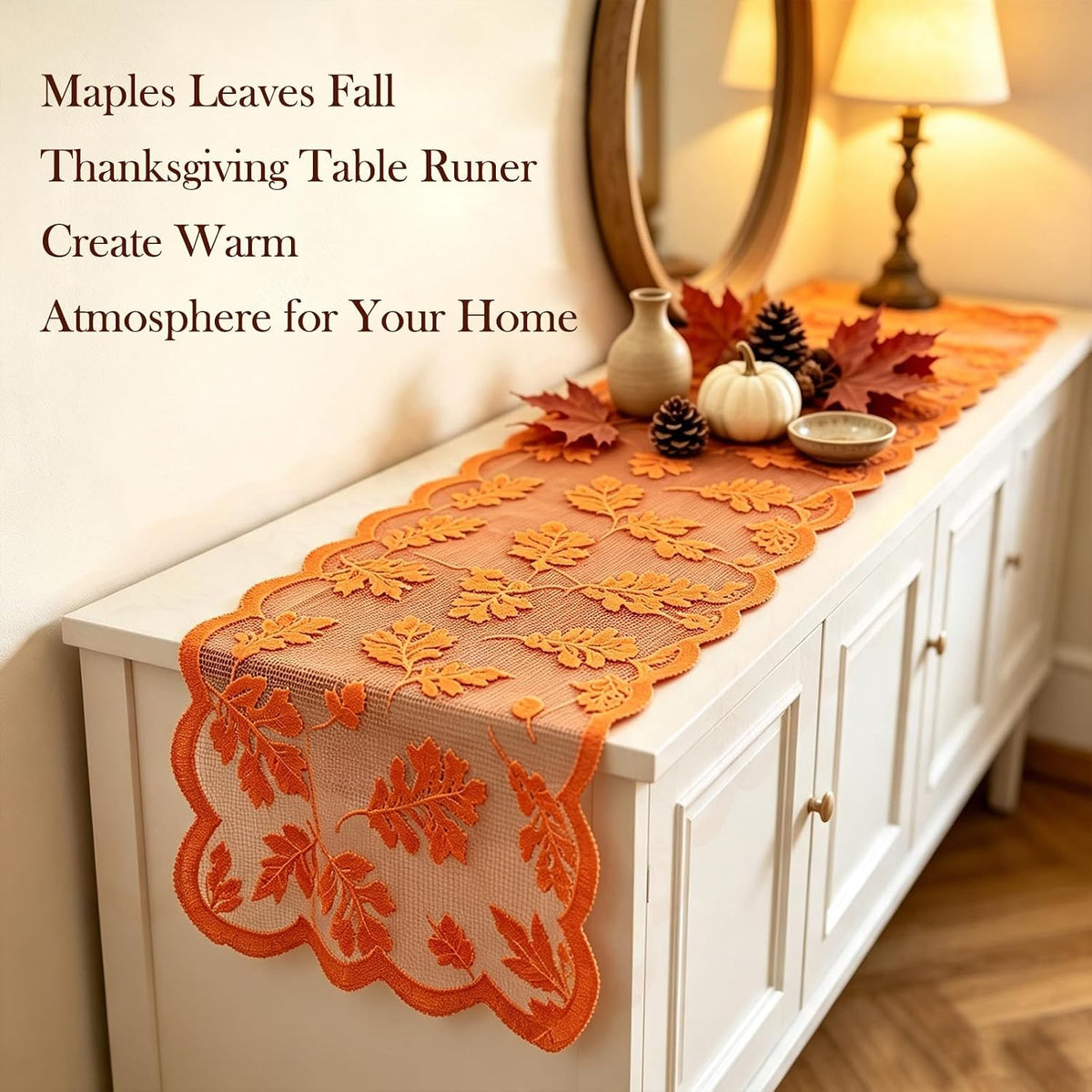 pumpkin fireplace scarf variant at 20 x 60 inches for mantle styling