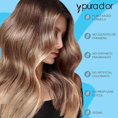 PURA D'OR Scalp Therapy Shampoo & Conditioner Bundle — Relaxing Valentine's Day Gift for Her