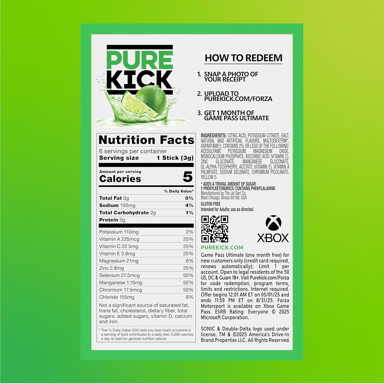 PURE KICK Energy Singles To Go – Minimalist Pantry Drink Mix, Single-Serve Powder Sticks