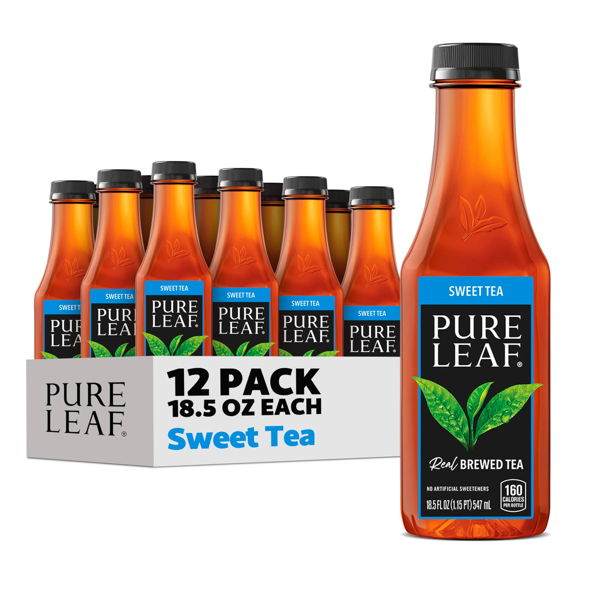 Pure Leaf Iced Tea, Sweet Tea, Real Brewed Tea, 18.5 Fl Oz Bottles (Pack of 12)