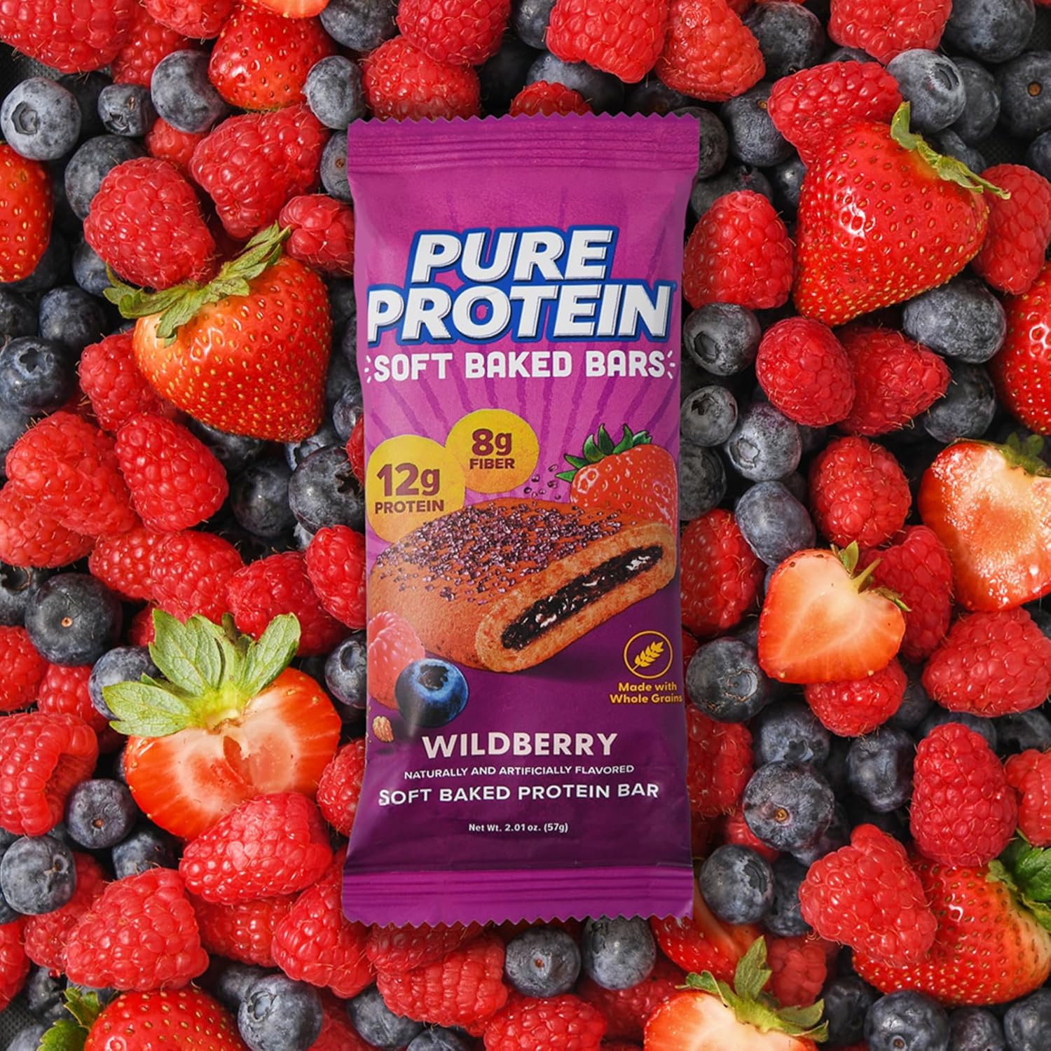 Pure Protein Wildberry Soft Baked Bars – Office Desk Snack for Busy Workdays, 12g Protein to Beat the 3pm Slump
